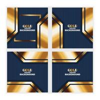 gold abstract square background banner with circle gold color creative digital light modern vector