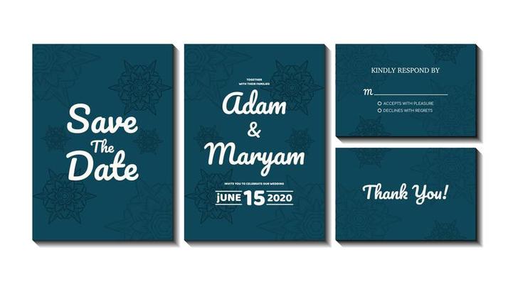 set cover content wedding invitation card with mandala, abstract frame background decoration ornament mockup greeting celebration rustic template vector illustration