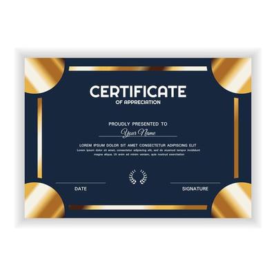 Creative Golden Certificate of Appreciation Award Template