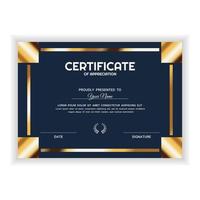 Creative Golden Certificate of Appreciation Award Template vector