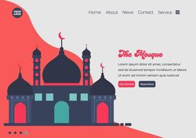 Landing page template of Mosque illustration. Modern flat design concept of web page design for website and mobile website. Easy to edit and customize. Vector illustration. Flat design style