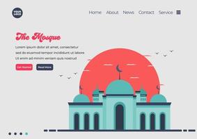 Landing page template of Mosque illustration. Modern flat design concept of web page design for website and mobile website. Easy to edit and customize. Vector illustration. Flat design style