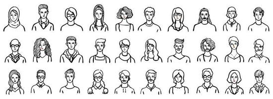 Vector illustration of hand drawn avatar character isolated on white background.