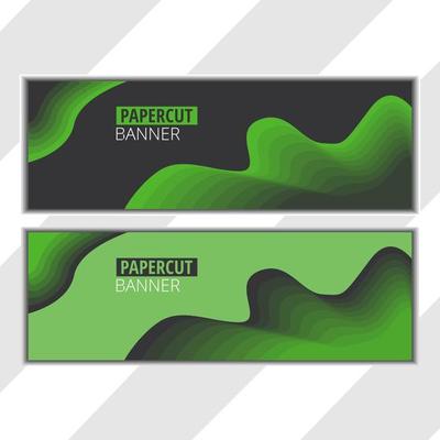 paper cut banner background with black and green color