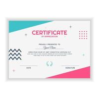 plantilla de premio de certificado de apreciación creativa vector