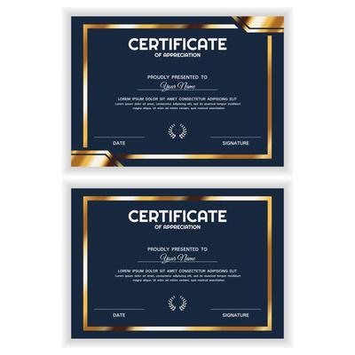 Bundle Creative Golden Certificate of Appreciation Award Template