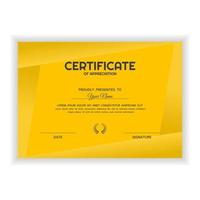 Creative Certificate of Appreciation Award Template with yellow color vector