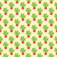 seamless pattern vector plants with red pot flat design style