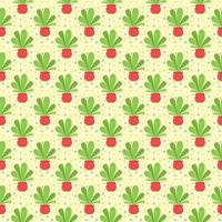 seamless pattern vector plants with red pot flat design style