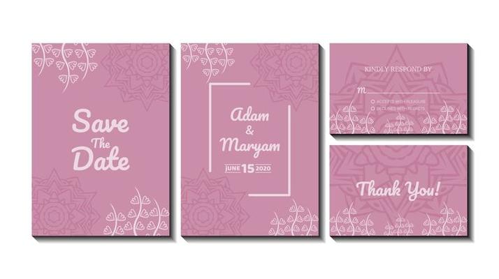 set cover content wedding invitation card with mandala, abstract frame background decoration ornament mockup greeting celebration rustic template vector illustration