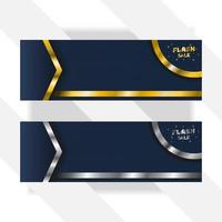 fondo de banner de venta flash con degradado de color dorado y plateado, fondo de lujo vector