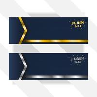 flash sale banner background with gold and silver color gradient, luxury background vector