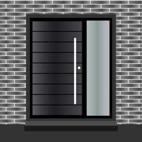 ilustración de objetos vectoriales vista frontal de la puerta de la casa vector