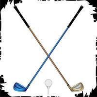 Vector objects illustration golf stick and ball
