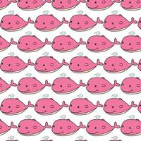 Pink Whale cartoon pattern seamless background vector