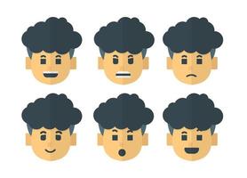 Set flat character face expressions vector