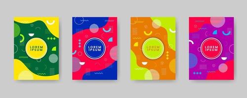 Minimal corporate cover design set. Modern background collection with abstract geometric memphis style for use element poster, placard, catalog, banner, flyer, etc. Colorful random shape. vector
