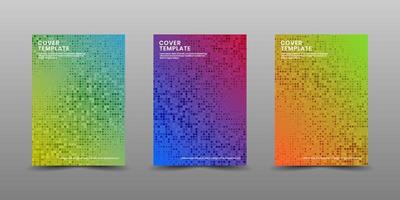 Minimal corporate cover design set. Modern background collection with abstract geometric dots patterns for use element poster, placard, catalog, banner, flyer, etc. Colorful halftone gradient. vector
