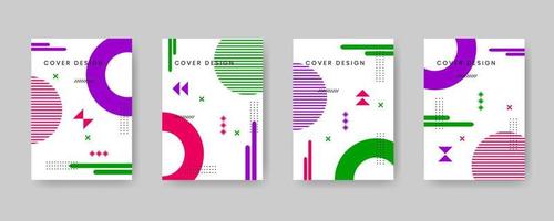 Minimal corporate cover design set. Modern background collection with abstract geometric memphis style for use element poster, placard, catalog, banner, flyer, etc. Colorful random shape. vector