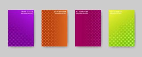 Minimal corporate cover design set. Modern background collection with abstract geometric dots patterns for use element poster, placard, catalog, banner, flyer, etc. Colorful halftone gradient. vector