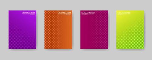 Minimal corporate cover design set. Modern background collection with abstract geometric dots patterns for use element poster, placard, catalog, banner, flyer, etc. Colorful halftone gradient. vector