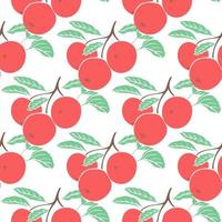 Seamless pattern red apples on branch vector