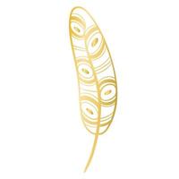 silueta pluma dorada boho decorada con círculos vector aislado