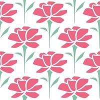 Pink flowers repeat seamless summer pattern vector