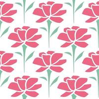 Pink flowers repeat seamless summer pattern vector