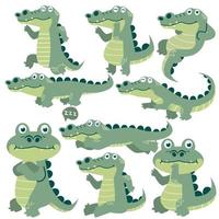 Cute crocodile Character cartoon vector set