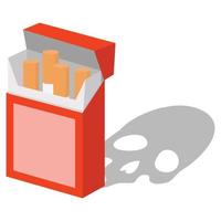 cigarrillos abiertos en paquete rojo con aislamiento de humo vector