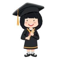 Young boy graduate student in graduation cap vector