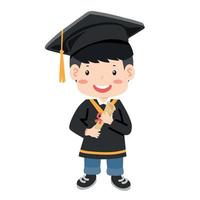 Young boy graduate student in graduation cap vector