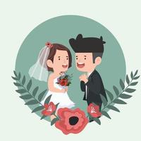 Wedding with cute couple Romantic vector