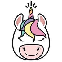 lindo diseño de dibujos animados de cabeza de unicornio vector