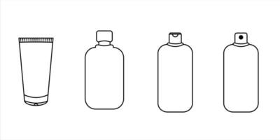 bottle line vector icon set