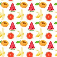 Pattern with realistic tropical and exotic fruits on white background in realistic style. Perfect for card, invitation, poster, textile. vector