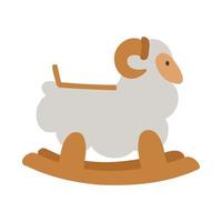 Cute wooden carousel rocking chair sheep in boho hand drawn style vector