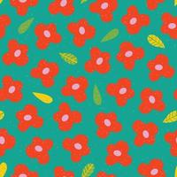 Simple seamless pattern with small flowers. Abstract floral background. Vector illustration for design, fabric and print. Craft stamp style