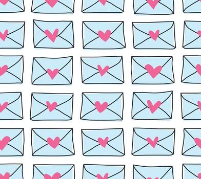 patrón de garabato sin costuras con mensaje de amor, letras y corazones. boceto dibujado a mano ilustración vectorial en estilo minimalista vector