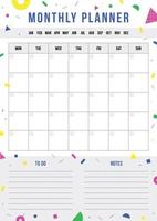 Weekly planner page with geometric shape. Template for organizer, notes. Vector background