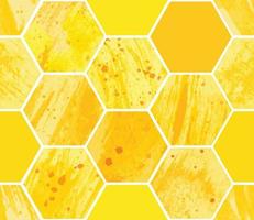 Abstract geometric seamless pattern with honeycomb. Watercolor yellow hexagon background vector