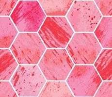 Seamless pattern with watercolor pink hexagons. Vector geometric ornamental texture for background