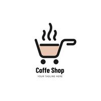 Coffee shop logo design with simple line art style vector