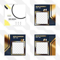 bundle of square media social templates vector