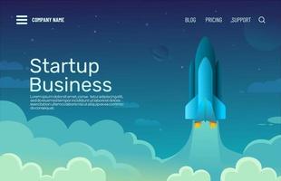 Startup business concept. Business project startup process, with rocket illustration . Can use for web landing page, banner, mobile app. Vector Illustration