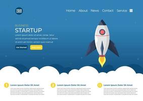 Startup business concept, with rocket illustration. Business project startup process, idea through planning and strategy, time management. vector