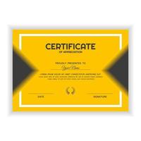 Creative Certificate of Appreciation Award Template with yellow color vector