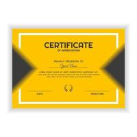 Creative Certificate of Appreciation Award Template with yellow color vector