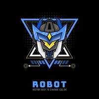 Black Blue Head Robot Knight From Future for merchandise, apparel or other with modern scare geometry ornament vector